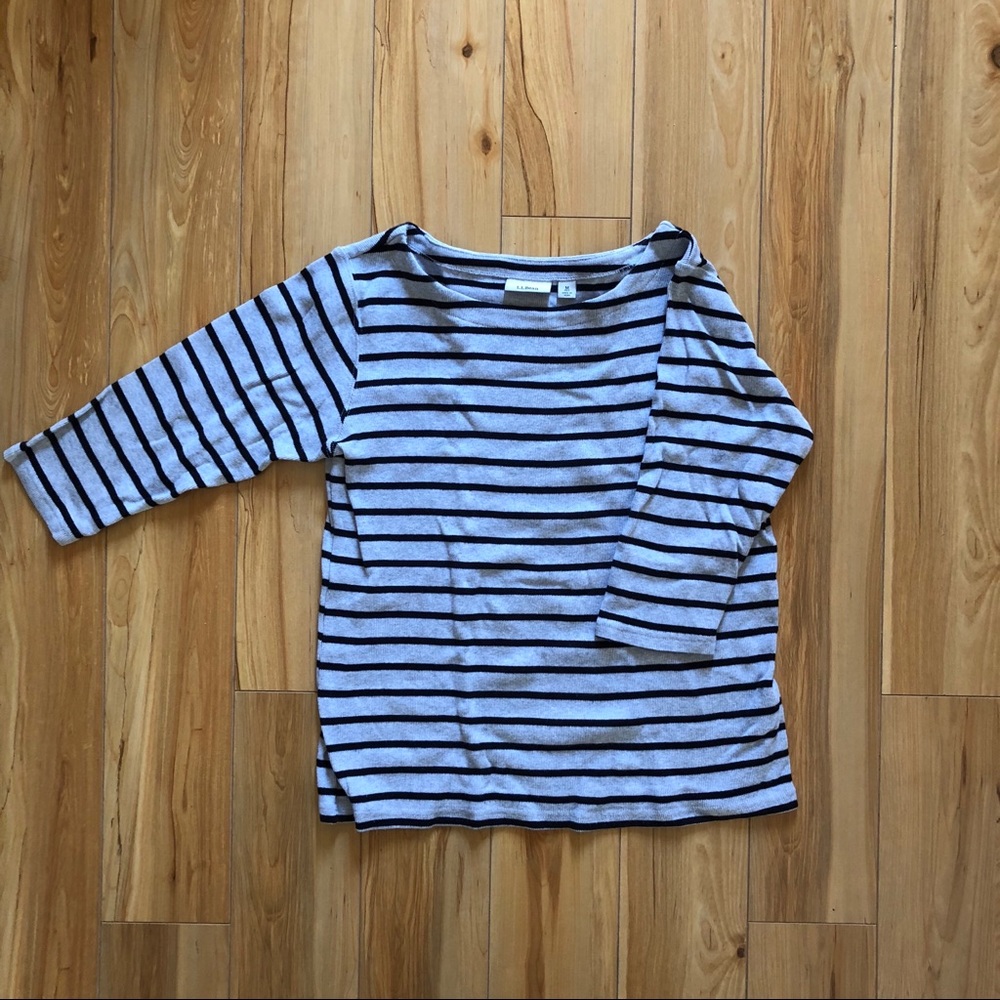 L.L. Bean Breton striped 3/4 sleeve shirt